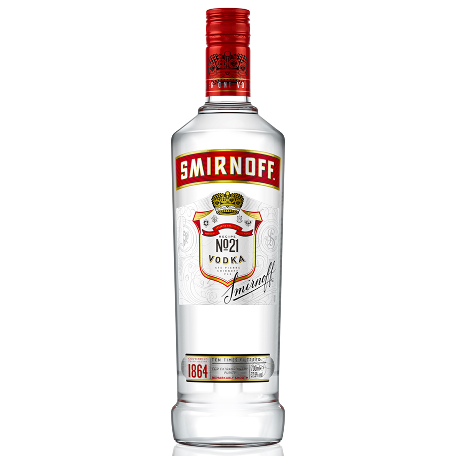 Rượu Vodka Smirnoff Red 37.5% 700ml [Không Hộp] - Rượu Vodka Hương Vị Ngọt Dịu, Nồng Nàn Dài Lâu