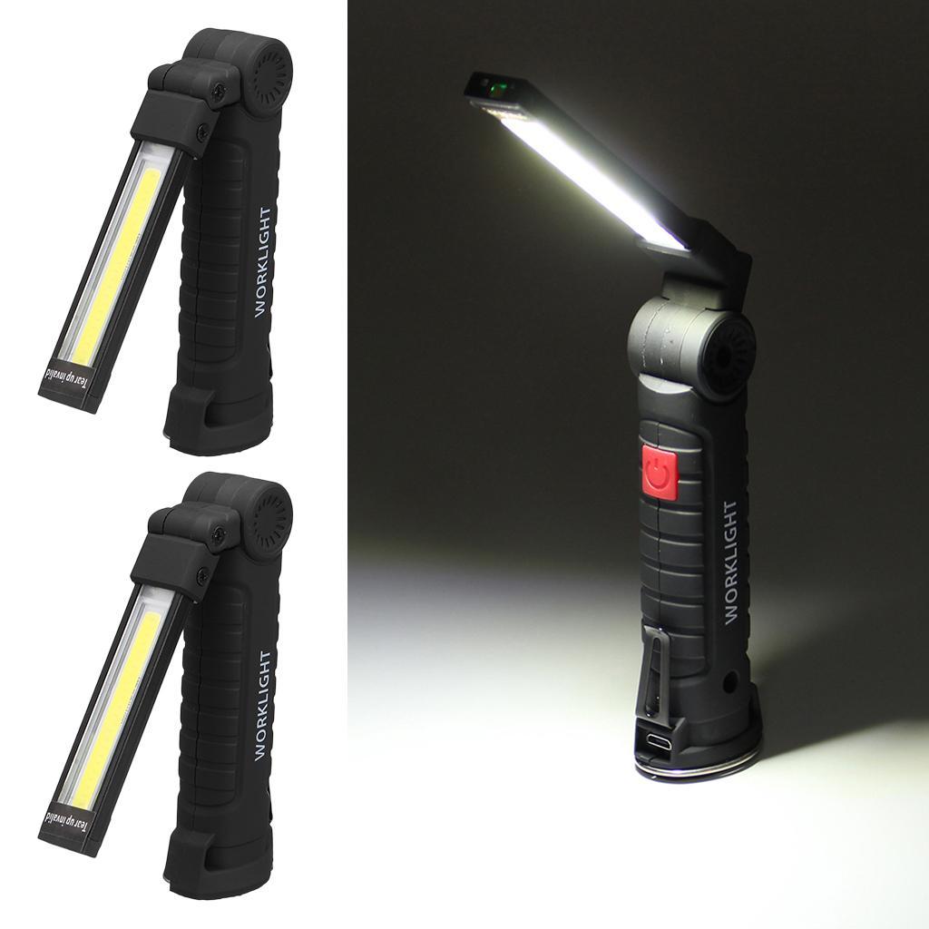 Set of 2, COB LED Work Light Pocket Flashlight Magnetic Base 360° Rotate
