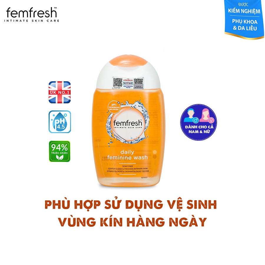 Dung Dịch Vệ Sinh Phụ Nữ Cho &quot;Cô Bé&quot; Sạch, Thơm, Tươi Mới Suốt Ngày Dài Femfresh Daily Intimate Wash 150ml/250ml