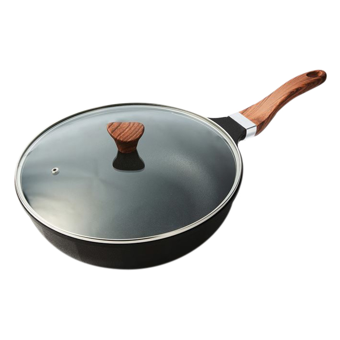 Chảo Sâu Lòng Nature Chefria Có Nắp Kính Size 28 CNW-28IHGL - Đen (47 x 28 x 05 cm)