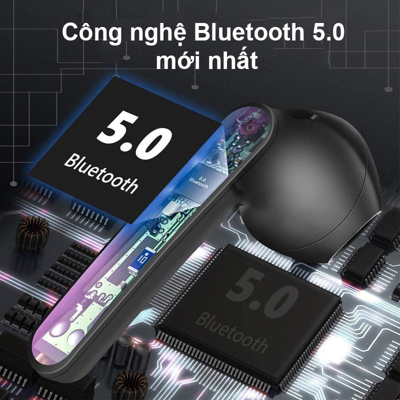 Hình ảnh Tai nghe Bluetooth nhét tai không dây có hộp sạc - Tai nghe âm thanh nổi 3D có tính năng chống ồn - IPX5 - Chống nước - Hàng Chính Hãng PKCB