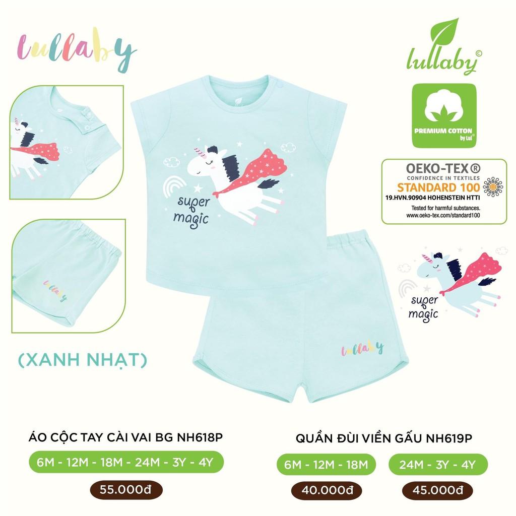 Quần đùi cotton bé gái Lullaby, quần cộc viền gấu NH619P mềm mịn