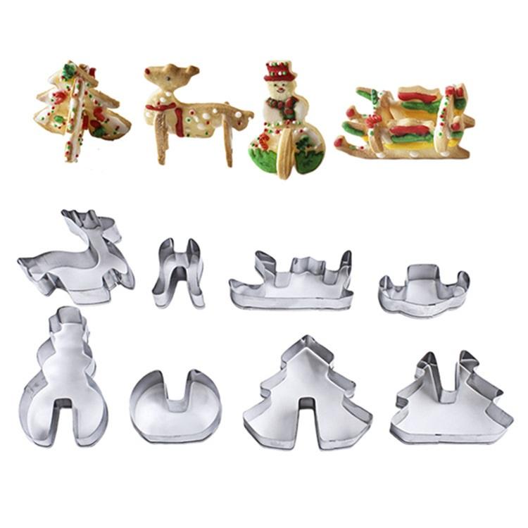 Khuôn Bánh Quy Gừng 3D Cookies Bộ 8 Khuôn Nhấn Cookie Cutter Giáng Sinh NOEL - CBNOEL3D8P