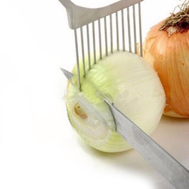 Kitchen Gadgets Stainless Steel Onion Slicer Onion Fork Tomato Vegetables Safe Fork Vegetables Slicing Cooking Cutting Tools