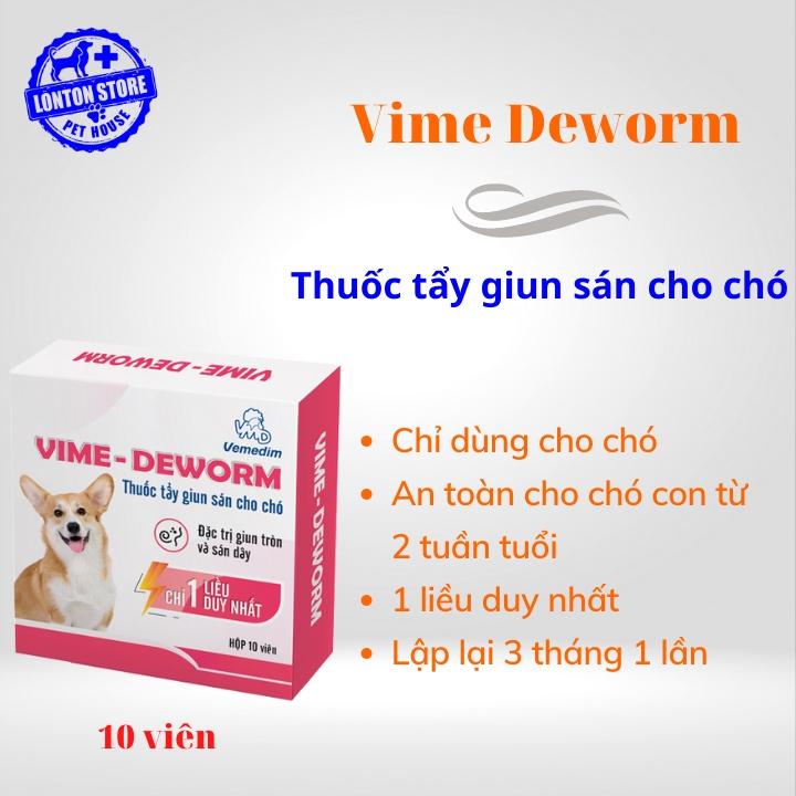 Vime Deworm - Viên diệt và phòng giun sán cho chó, 10 viên/Hộp