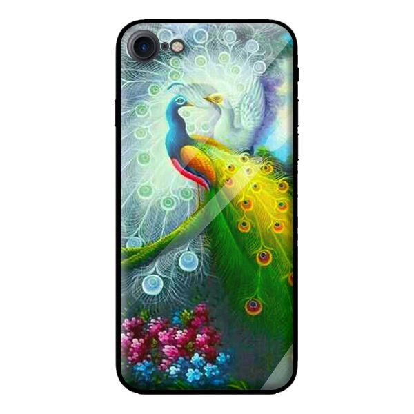Ốp kính cường lực cho iPhone 8 mẫu chim công 8 - Hàng chính hãng