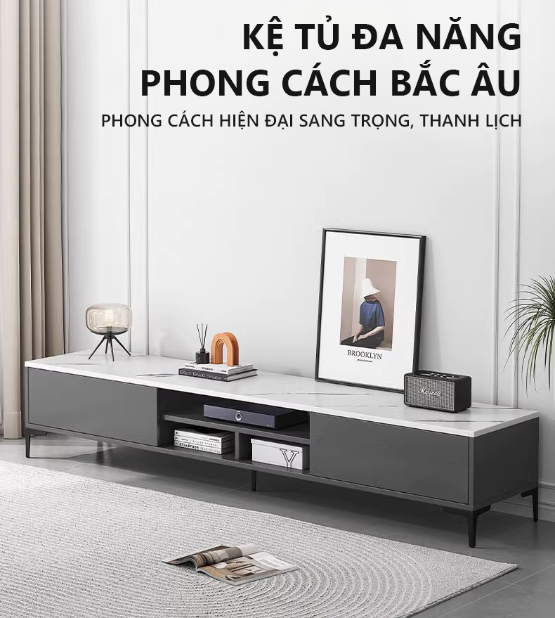 Kệ tivi để sàn cao cấp phong cách hiện đại nhãn hiệu IGA- GP297