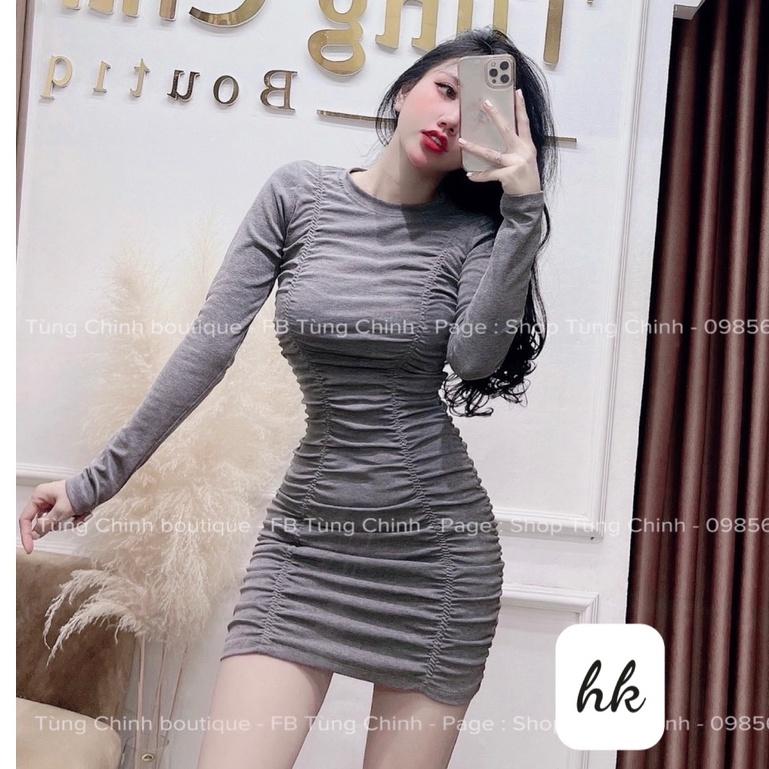 Đầm dự tiệc, Váy nhún con sâu ôm dáng sexy - December Fashion