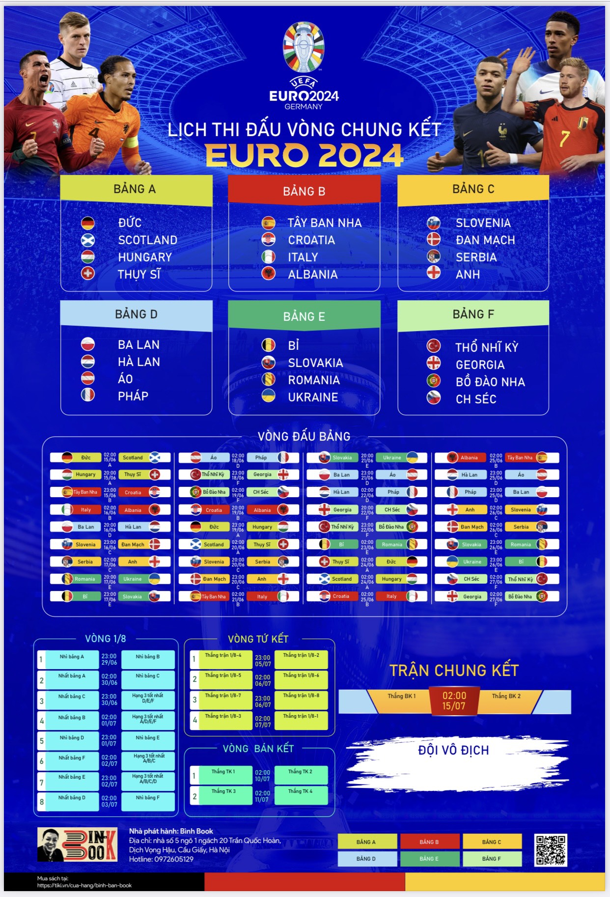 Lịch thi đấu Euro 2024 - Theo giờ Việt Nam