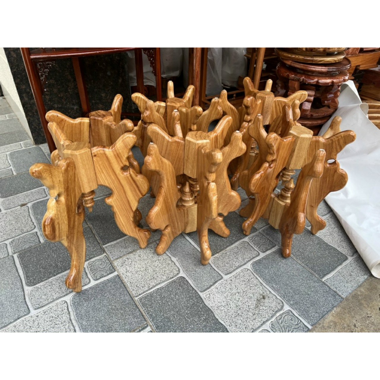 Chò gỗ 3 chân đặt đĩa trái cây thờ cúng Chò Gỗ Gõ 30-35-40cm