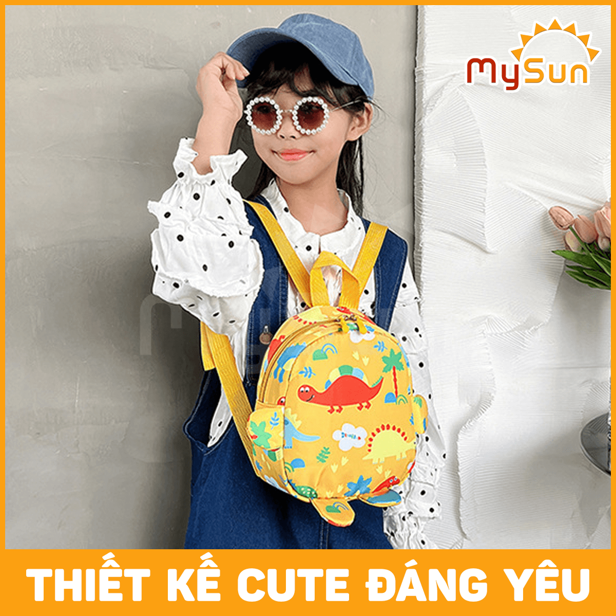 Balo cặp ba lô cho bé gái trai mẫu giáo mầm non 1 2 3 4 5 tuổi đi học hình khủng long dễ thương MySun