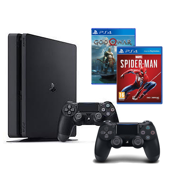 Bộ Playstation 4 Slim Model 2218B ( 1000gb) Tặng Kèm 2 Đĩa Game Spider-man Và Godofwar 4 + 1 Tay Cầm Thêm - Chính Hãng