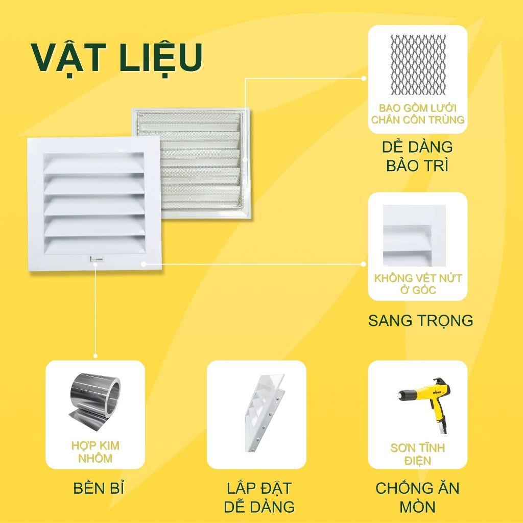 Asia Green - Cửa Gió Nan Z Kèm Lưới Chắn Côn Trùng, Ngăn Nước Mưa, Hợp Kim Nhôm Cao Cấp Hàng chính hãng (Bao gồm VAT)