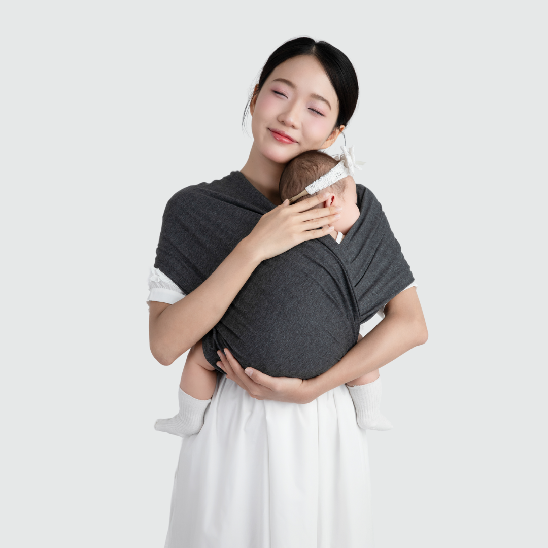 [THIẾT KẾ MỚI] Địu Vải EmBé Sling Cao Cấp Màu Charcoal Cho Bé Từ 0 Đến 24 Tháng Tuổi