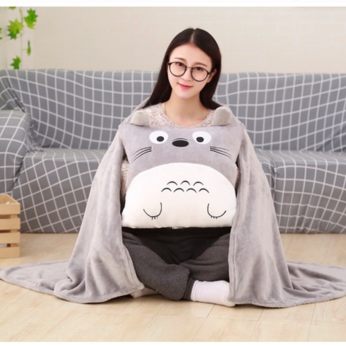 Gấu Bông, Gối Mền Văn Phòng TOTORO Quà Tặng Siêu Hot 90x100cm