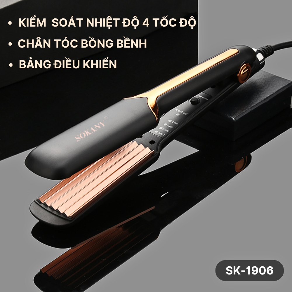 Máy dập phồng chân tóc SOKANY SK1906 dập xù, bấm xù, bấm mè tạo kiểu chuyên nghiệp với 4 mức nhiệt - HÀNG CHÍNH HÃNG - DELIYA
