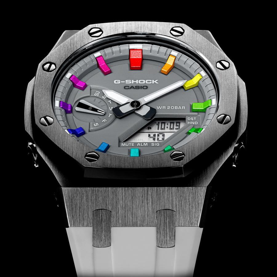 Đồng Hồ Nam Dây Nhựa Casio G-Shock GA-2110ET-8A AP Custom Grey White x Rainbow Royal Oak