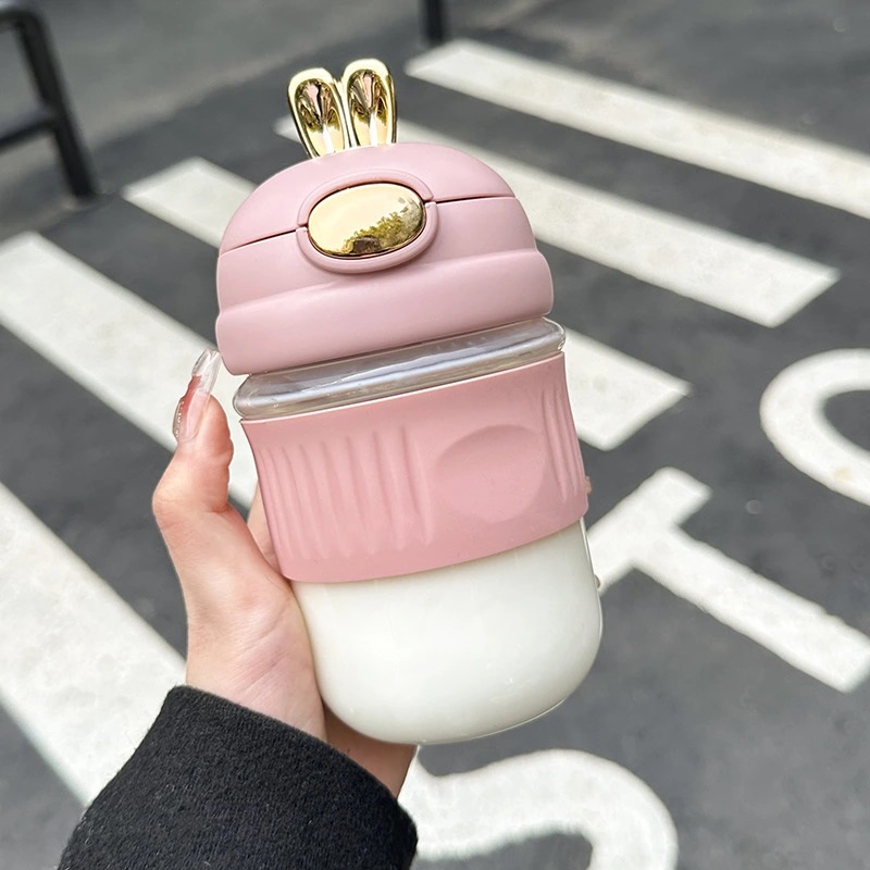 BÌNH ĐỰNG NƯỚC TAI THỎ MẠ VÀNG 400ML - JL