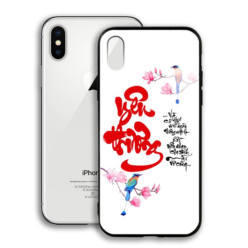 Ốp Lưng Kính Cường Lực cho Iphone X / XS - In chữ thư pháp - 03005 - 7809 YEUTHUONG01 -  Hàng Chính Hãng