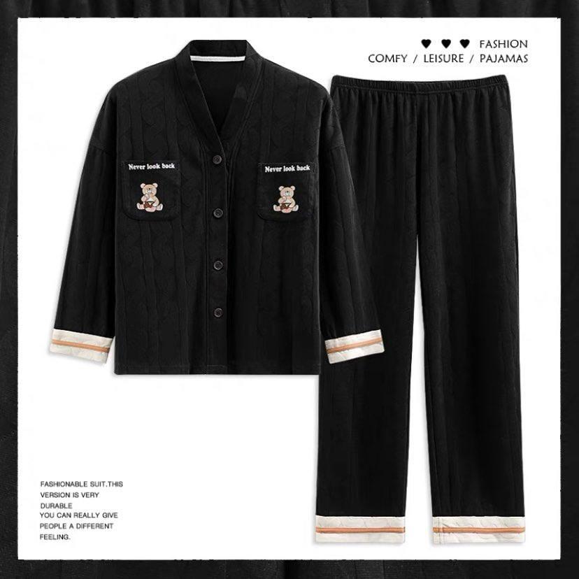 Bộ Pyjama Mặc Nhà Cotton Cổ Chữ V Phiên Bản Nâng Cấp Mới Nhất
