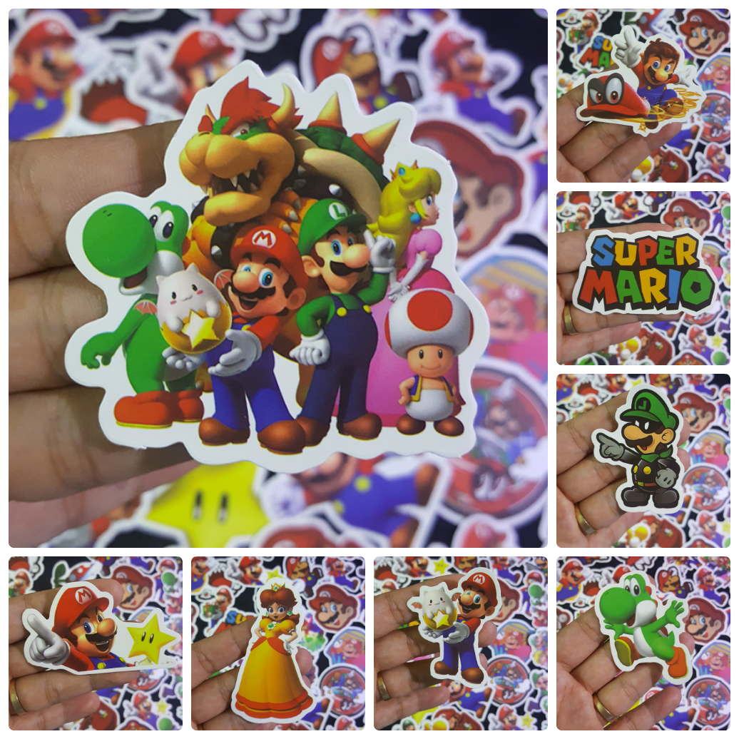 Bộ Sticker dán cao cấp chủ đề SUPER MARIO - Dùng dán Xe, dán mũ bảo hiểm, dán Laptop