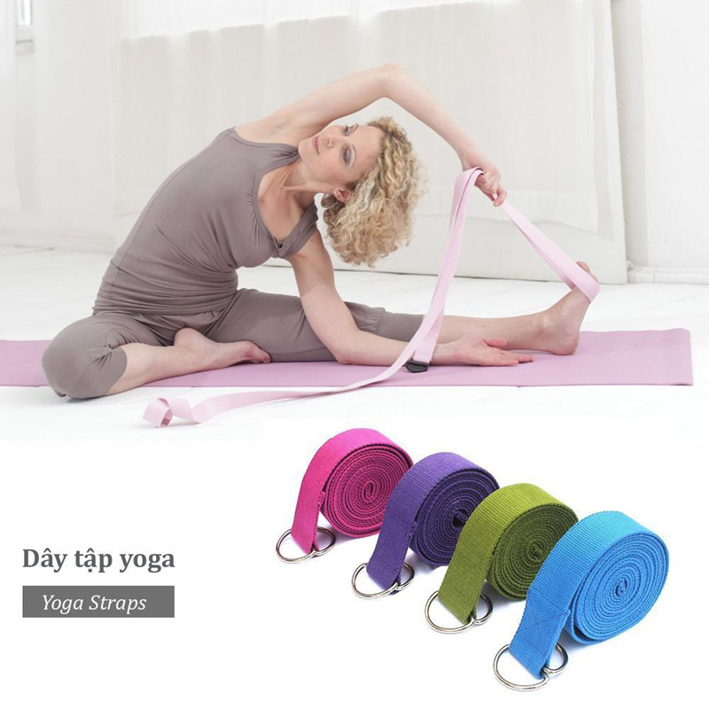 Combo 3 dụng cụ hỗ trợ tập Yoga hiệu quả : 2 gạch trơn ( không in hoa )+ 1 dây đai cotton