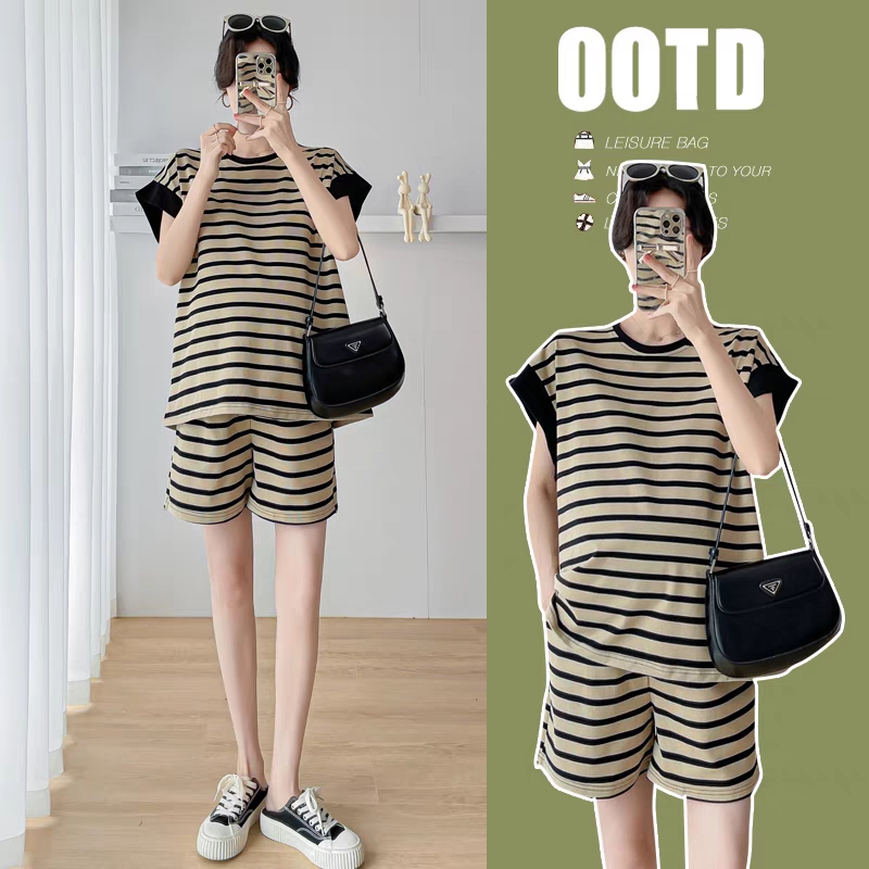 Sét bộ thể thao bầu bộ bầu mặc nhà đồ bầu mùa hè hàng qc 0416-015