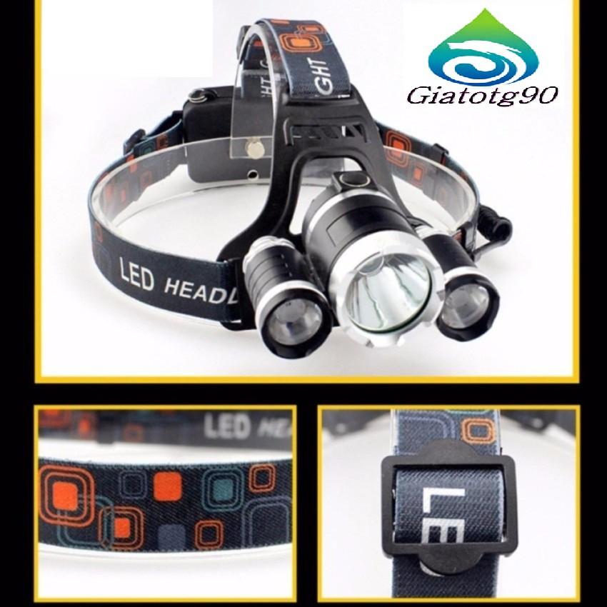 Đèn pin đội đầu 3 bóng ánh sáng trắng chạy 2 pin 206486.