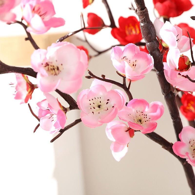 Hoa Giả, Cành Hoa Đào Tết Tuyệt Đẹp Dài 94cm Trang Trí Nhà Cửa, Decor Nội Thất HD-003