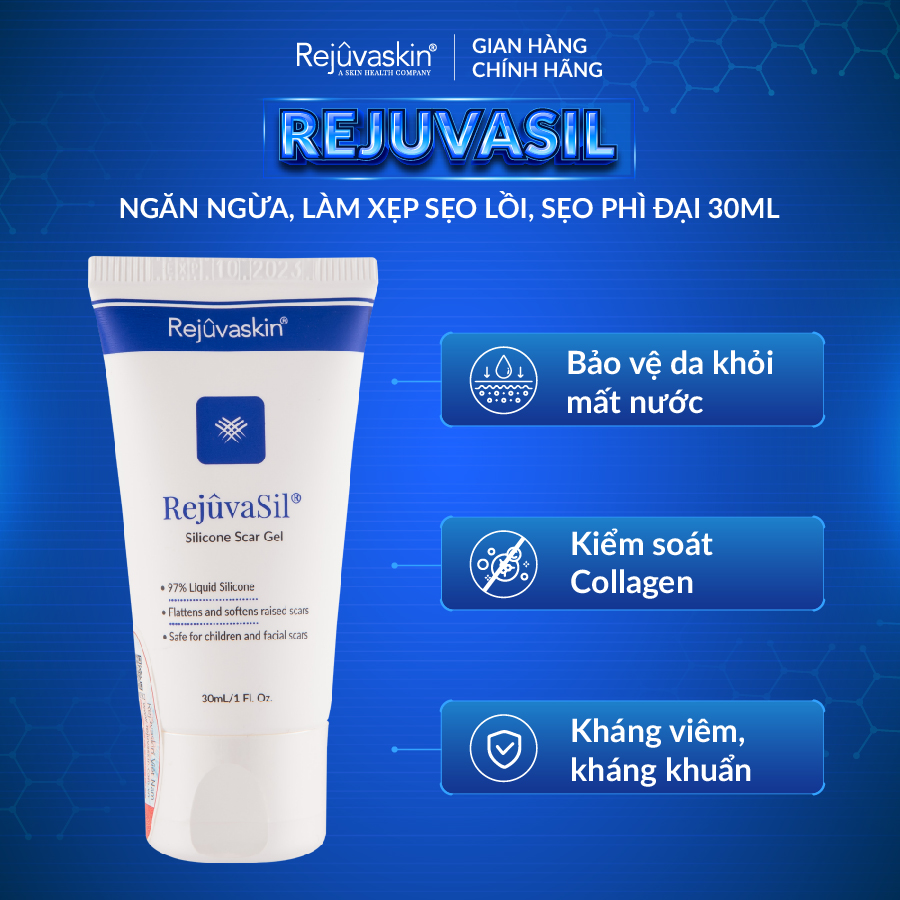 Gel giảm sẹo lồi, phì đại Rejuvasil 30ml