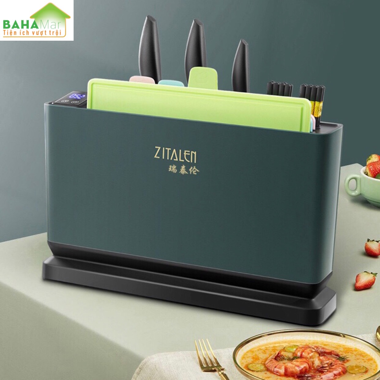 BỘ HỘP TIỆT TRÙNG SẤY KHÔ ĐŨA, DAO, THỚT CÓ PHÂN LOẠI THỚT SỬ DỤNG "BAHAMAR" Khử trùng bằng TIA CỰC TÍM, lưu thông không khí khô, phân loại lưu trữ và có thể tháo rời vệ sinh