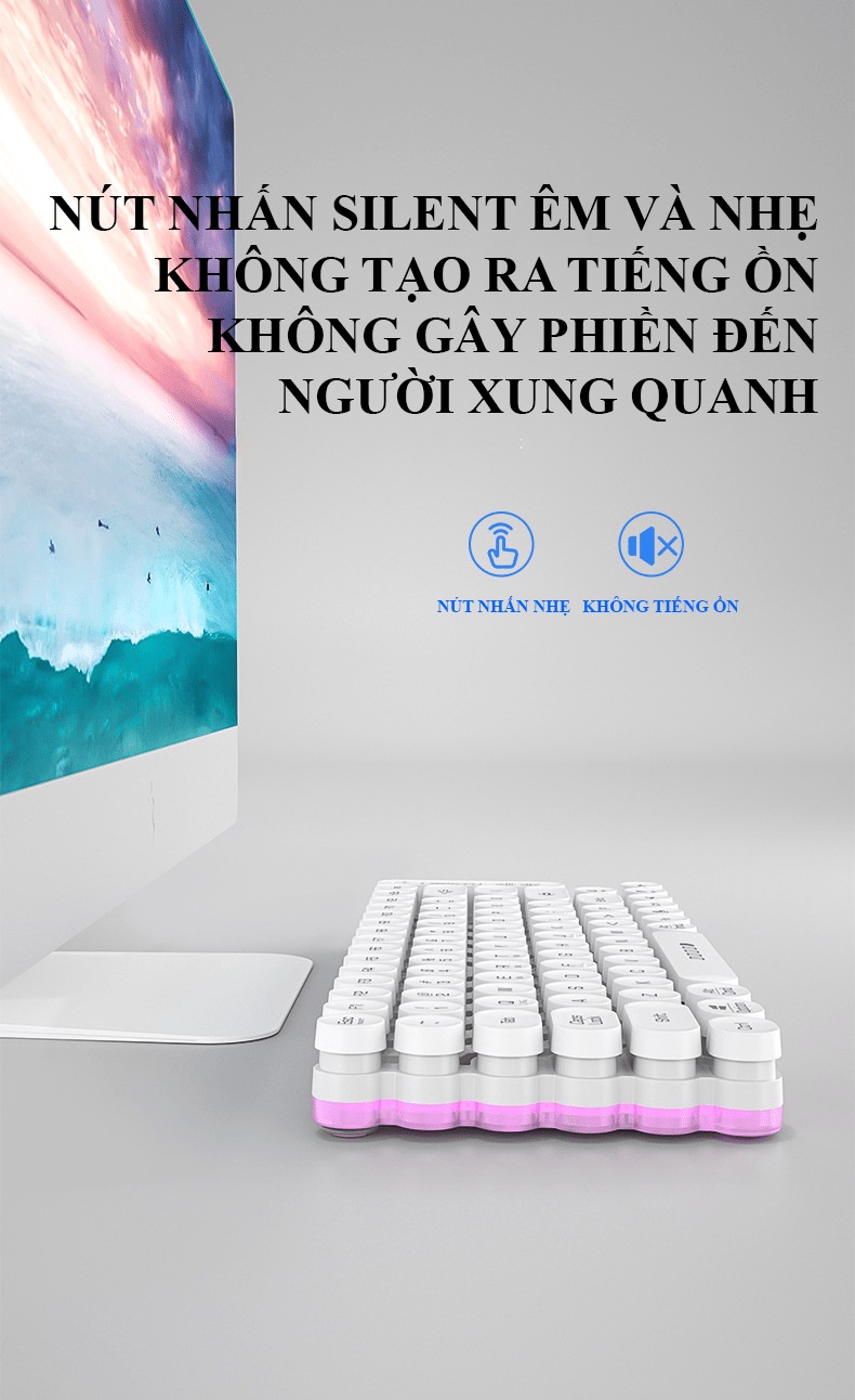 Bàn phím Bluetooth không dây LANGTU OG80 nút tròn thiết kế độc lạ có đèn led viền RGB - JL- HÀNG CHÍNH HÃNG