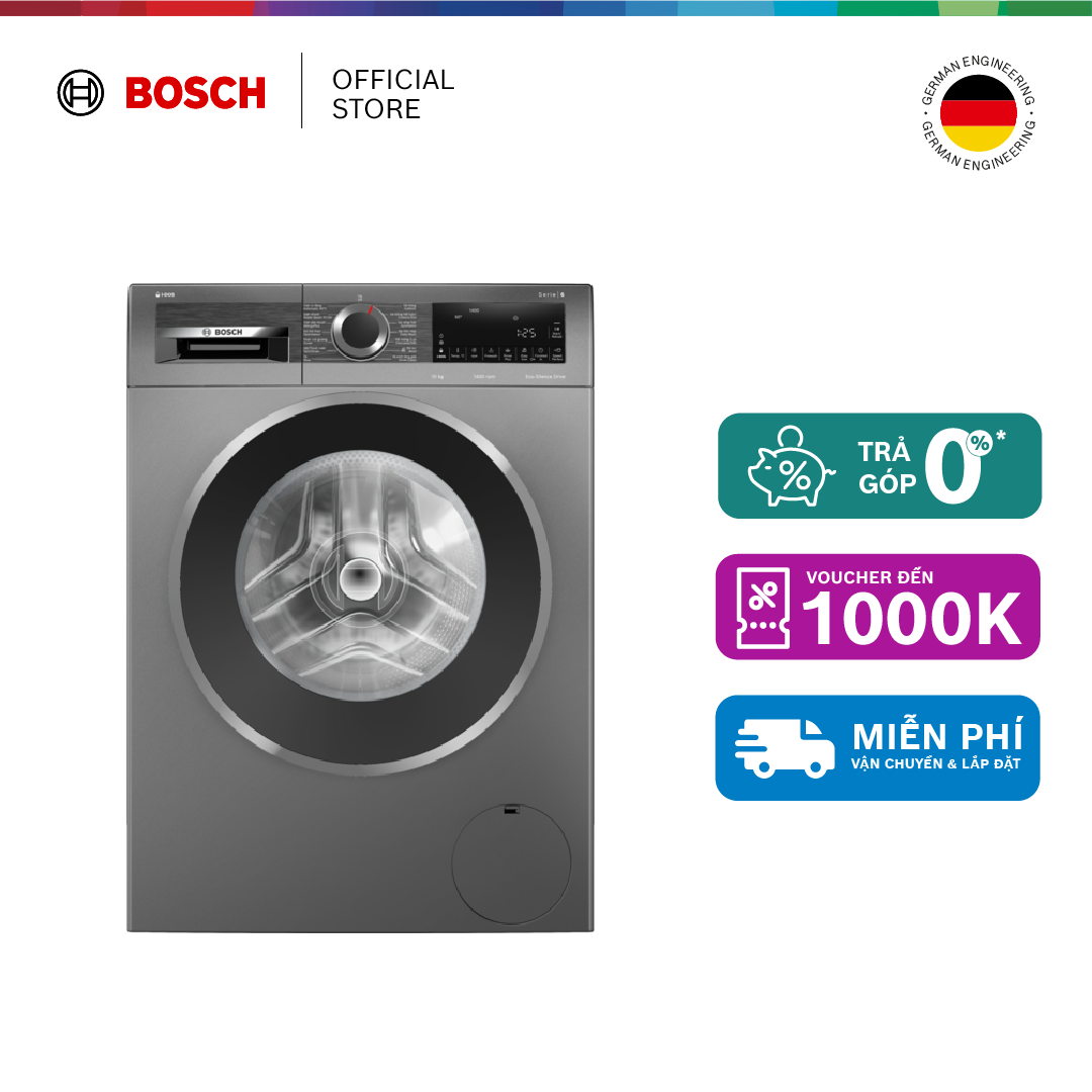 Máy giặt Bosch 10kg iDOS cast iron grey WGG254A0VN -Series 6 - Hàng chính hãng