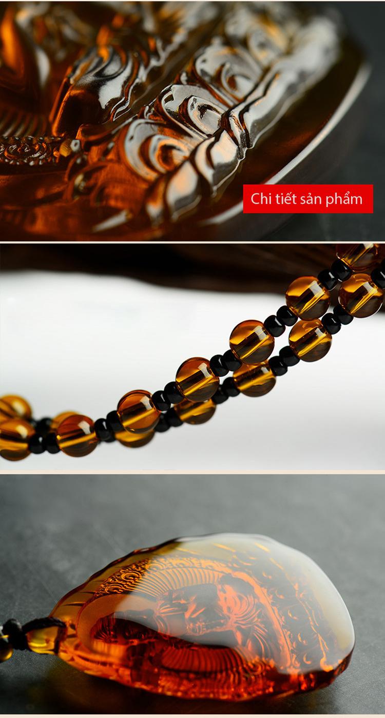 Dây chuyền, vòng cổ - Chuỗi hạt đeo cổ mặt Phật A Di Đà tựa lá đề