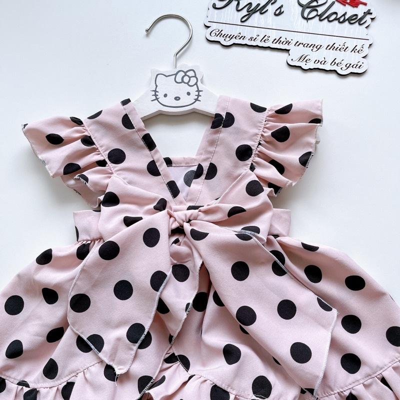 Váy Lolita Chấm Bi Bé Gái 3 - 12kg Chất Lụa Hàng Châu Mềm Mát
