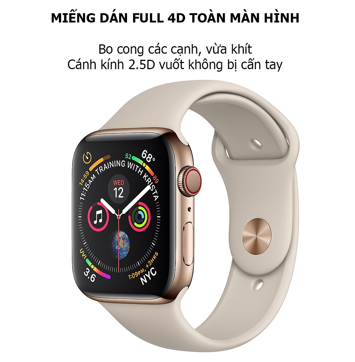 Miếng dán màn hình kính cường lực Full 4D cho Apple Watch 41mm / 45mm series 7 hiệu COTEETCI 4D iWatch Chống va đập, vát cạnh 2.5D, hạn chế vân tay - hàng nhập khẩu