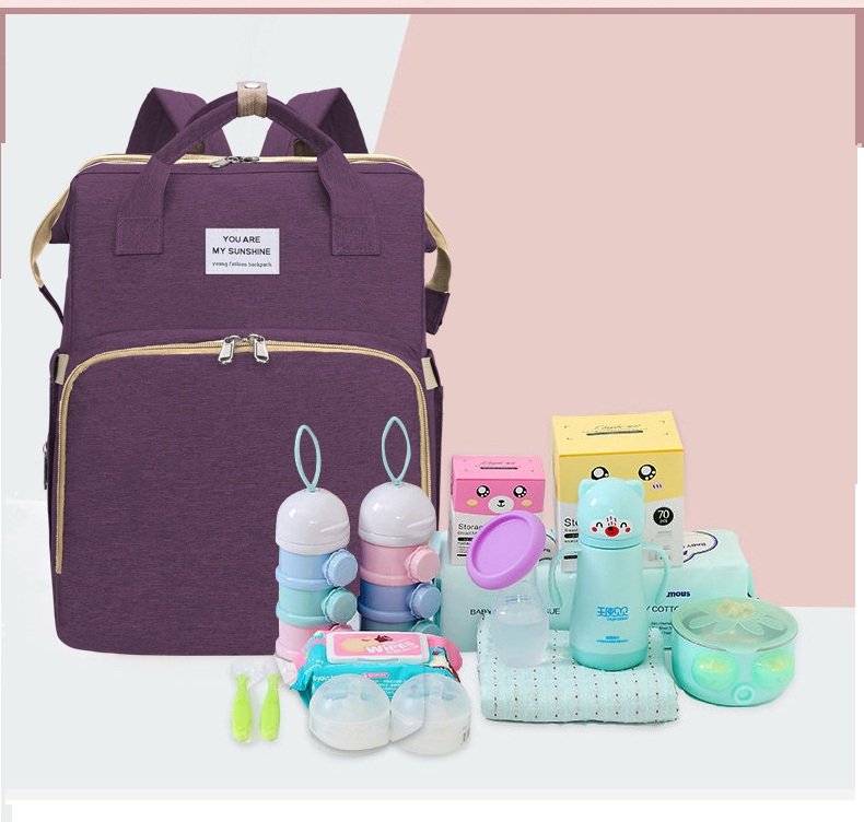 Balo bỉm sữa phiên bản 2021 2in1 đựng đồ bỉm sữa cho bé xếp thành giường nôi mini