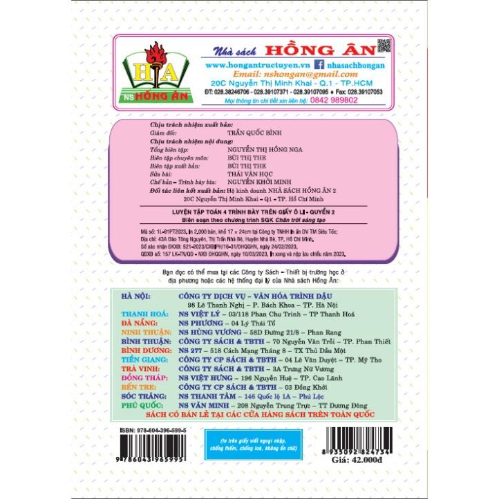 Sách - Luyện Tập Toán 4 Quyển 2- Trình Bày Trên Giấy Ô Li HA-MK