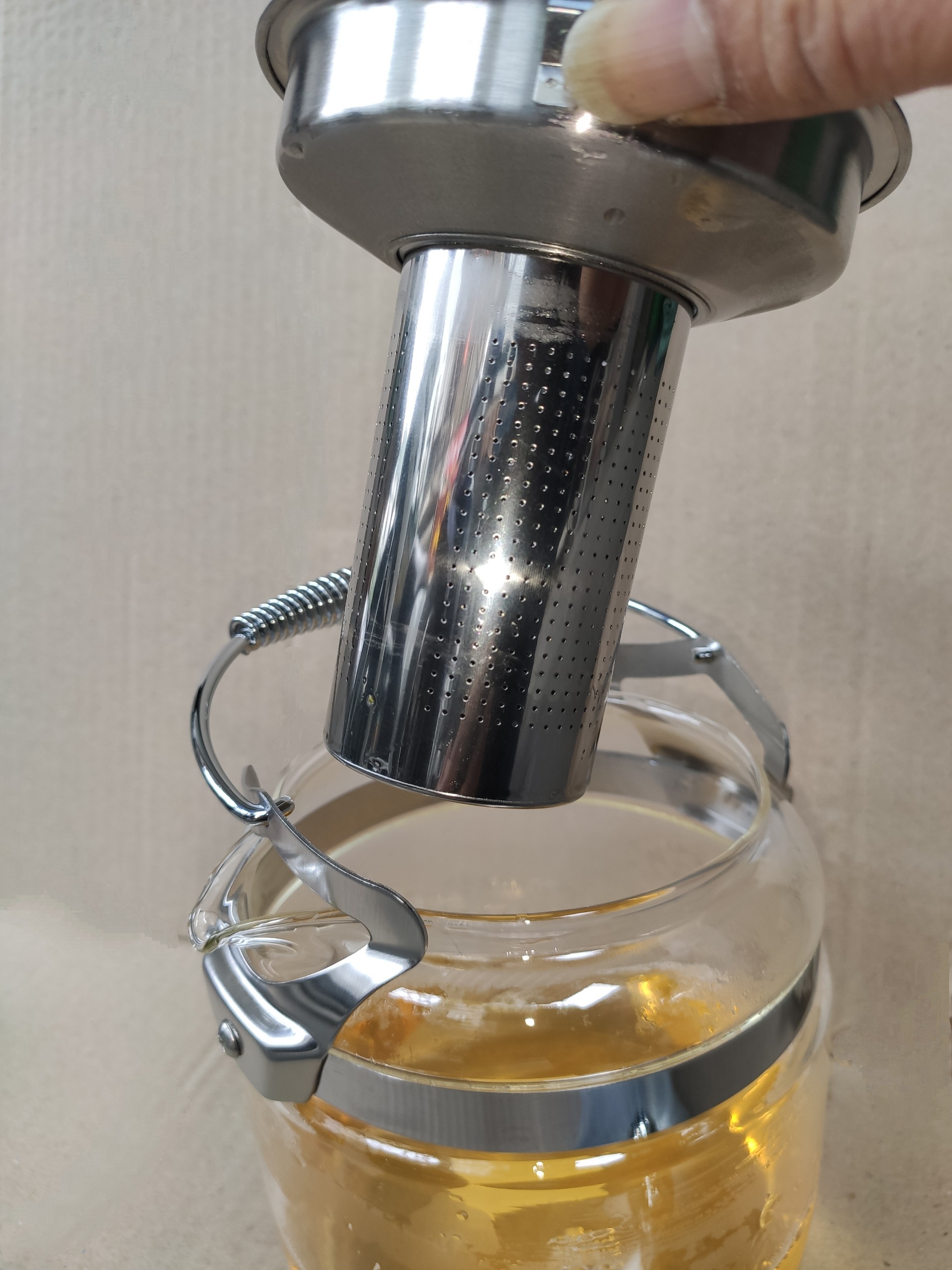 BÌNH TRÀ ẤM PHA TRÀ CAFFE THỦY TINH CHỊU NHIỆT QUAI SÁCH LÕI LỌC INOX 304 - 1800ML
