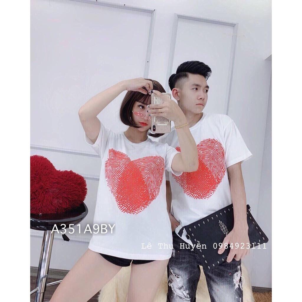 Áo thun đôi vân tay hình tim