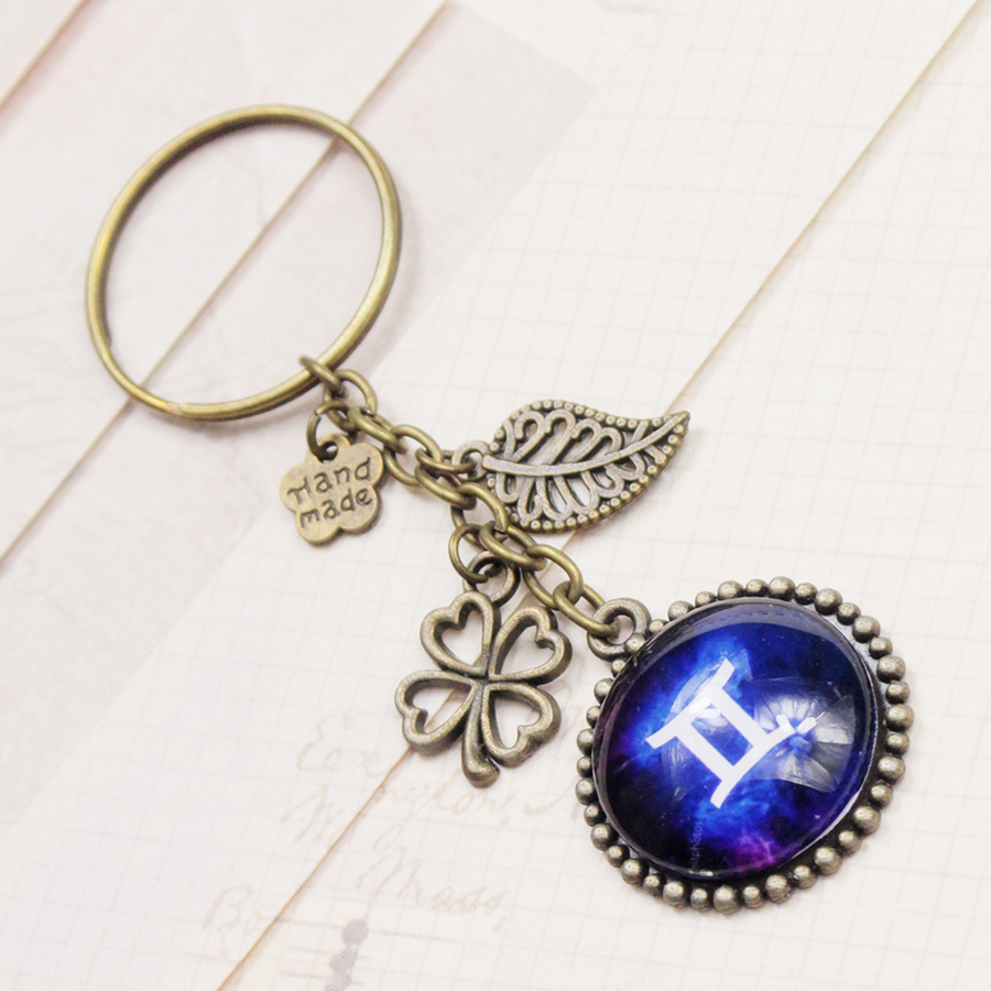 Móc khóa 12 cung hoàng đạo Zodiac màu sắc tươi sáng siêu đẹp 06646-MK0021