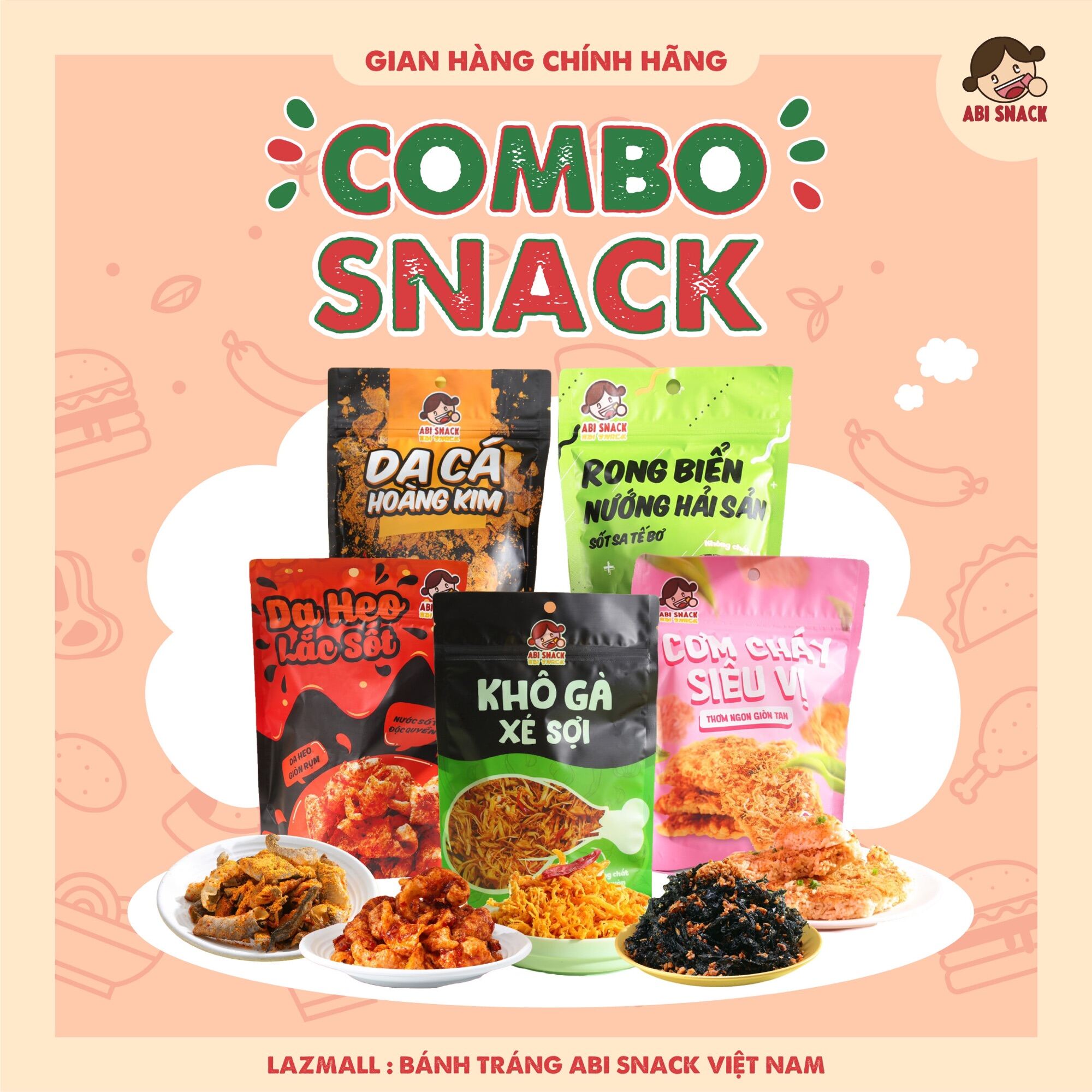 COMBO SNACK - Các Loại Snack Của Bánh Tráng Abi Snack