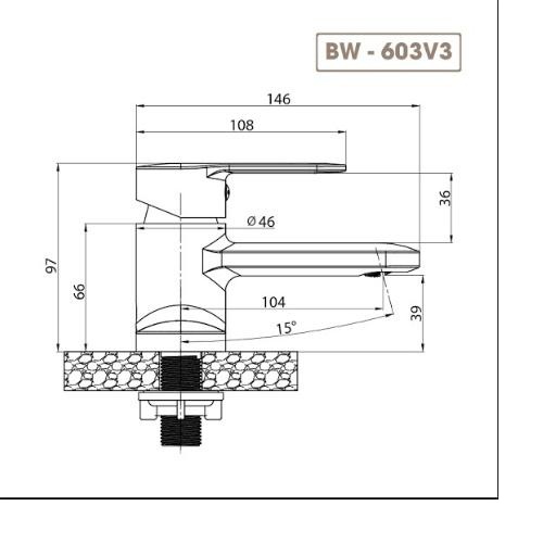 Vòi lavabo nóng lạnh 3 lỗ  Basic S BW-603V3 (bao gồm bộ xả nhấn )