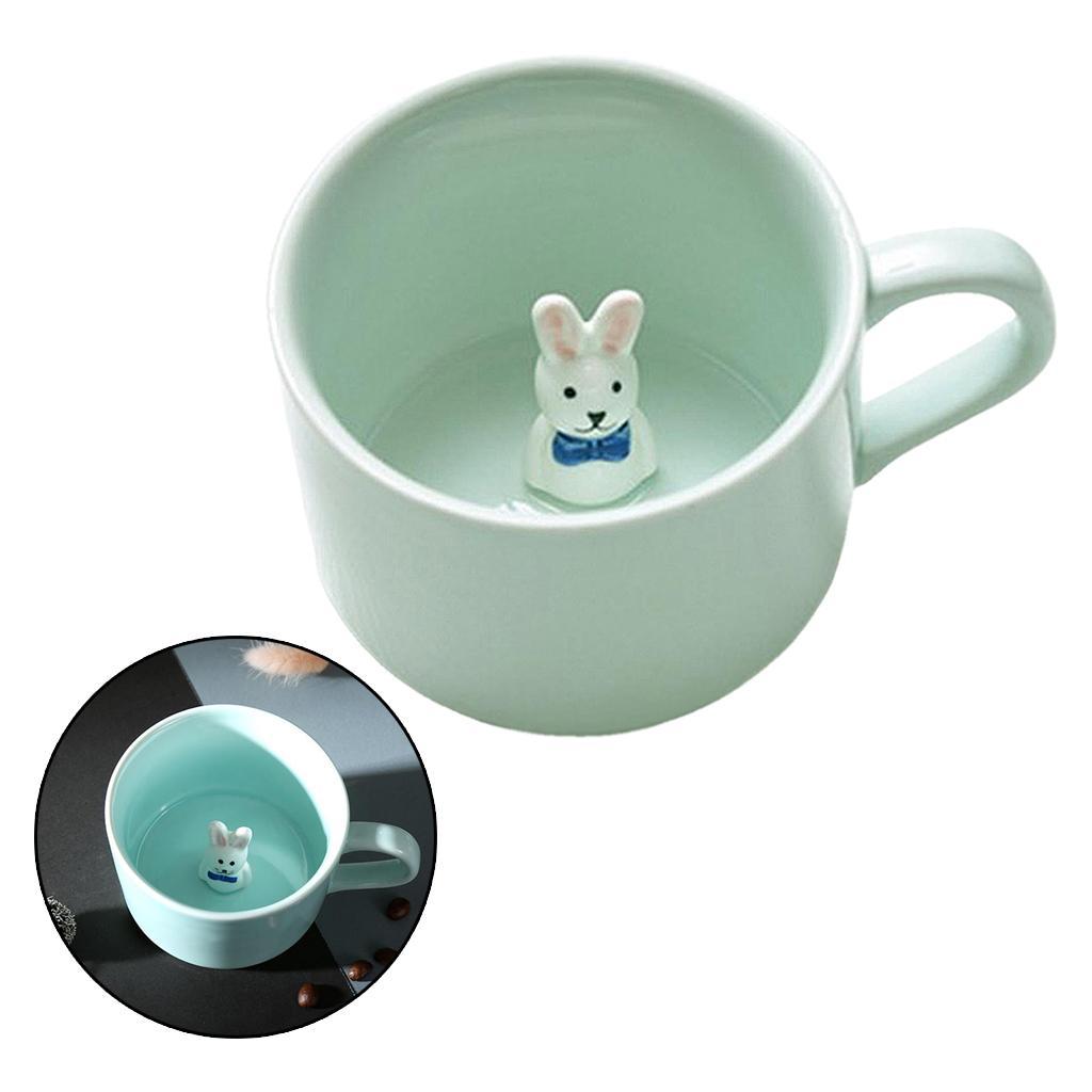 2Pcs 3D Coffee Mug Cute Animal Inside Ceramic Milk Tea Cup Teacup for Kids