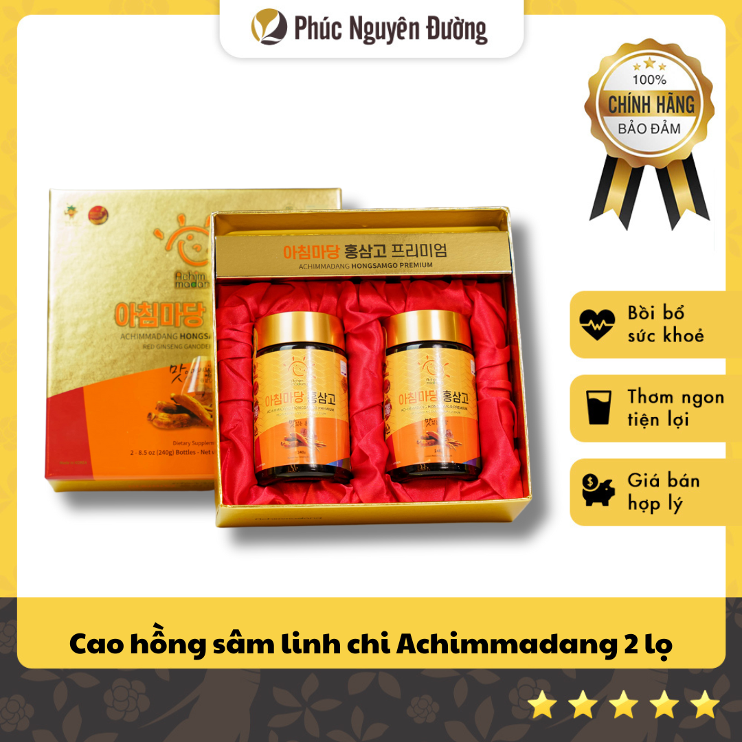 Cao Hồng Sâm Linh Chi Achimmadang 240g x 2 lọ cho phụ nữ tiền mãn kinh, giúp đào thải độc tố, giảm bốc hỏa, hỗ trợ giấc ngủ