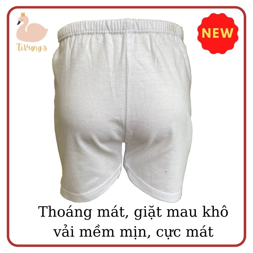 Quần áo trẻ em sơ sinh - quần ngắn màu trắng, thun 100% Cotton mềm mịn, thoáng mát - Shop TiVung chuyên quần áo trẻ em