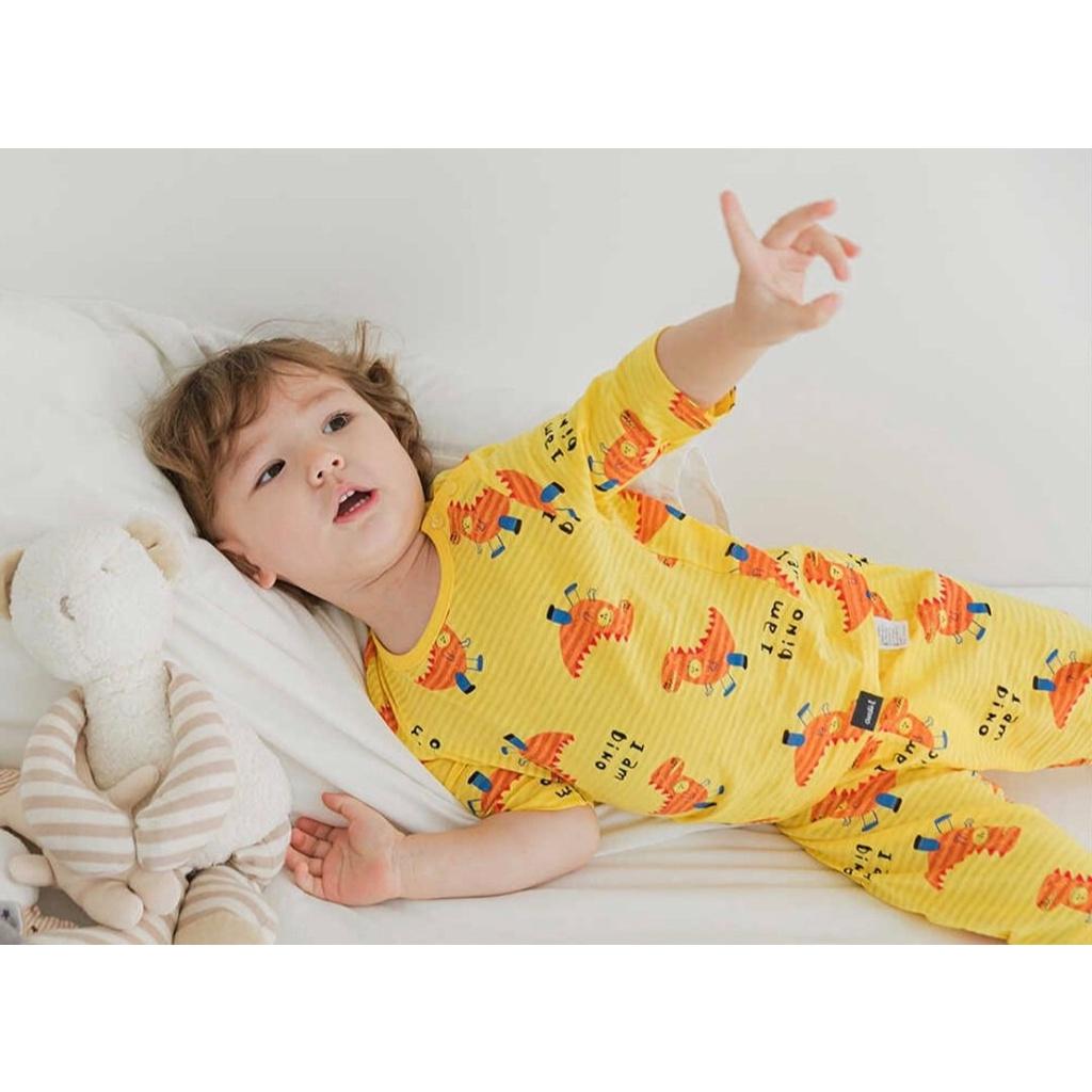 BỘ LỬNG CAO CẤP BÉ TRAI NỘI ĐỊA HÀN, CHẤT COTTON GIẤY ORGANIC, MẪU KHỦNG LONG VÀNG