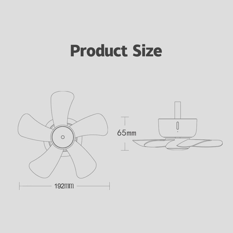 Quạt trần JIASHI cỡ nhỏ sạc USB điều khiển từ xa cho học sinh/ cắm trại/ ký túc xá Hàng nhập khẩu