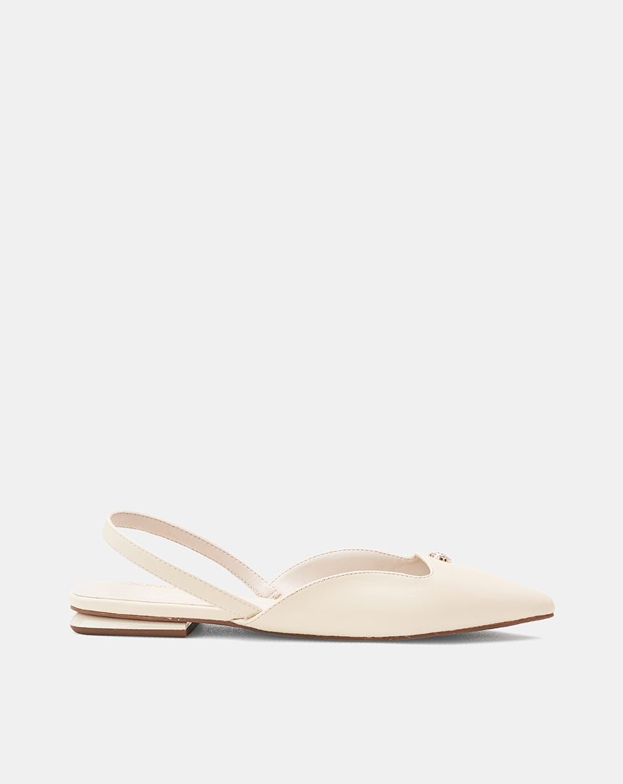 Giày Búp Bê Nữ 3cm Thời Trang JUNO Slingback Bệt Phối Khóa Trang Trí BB03124