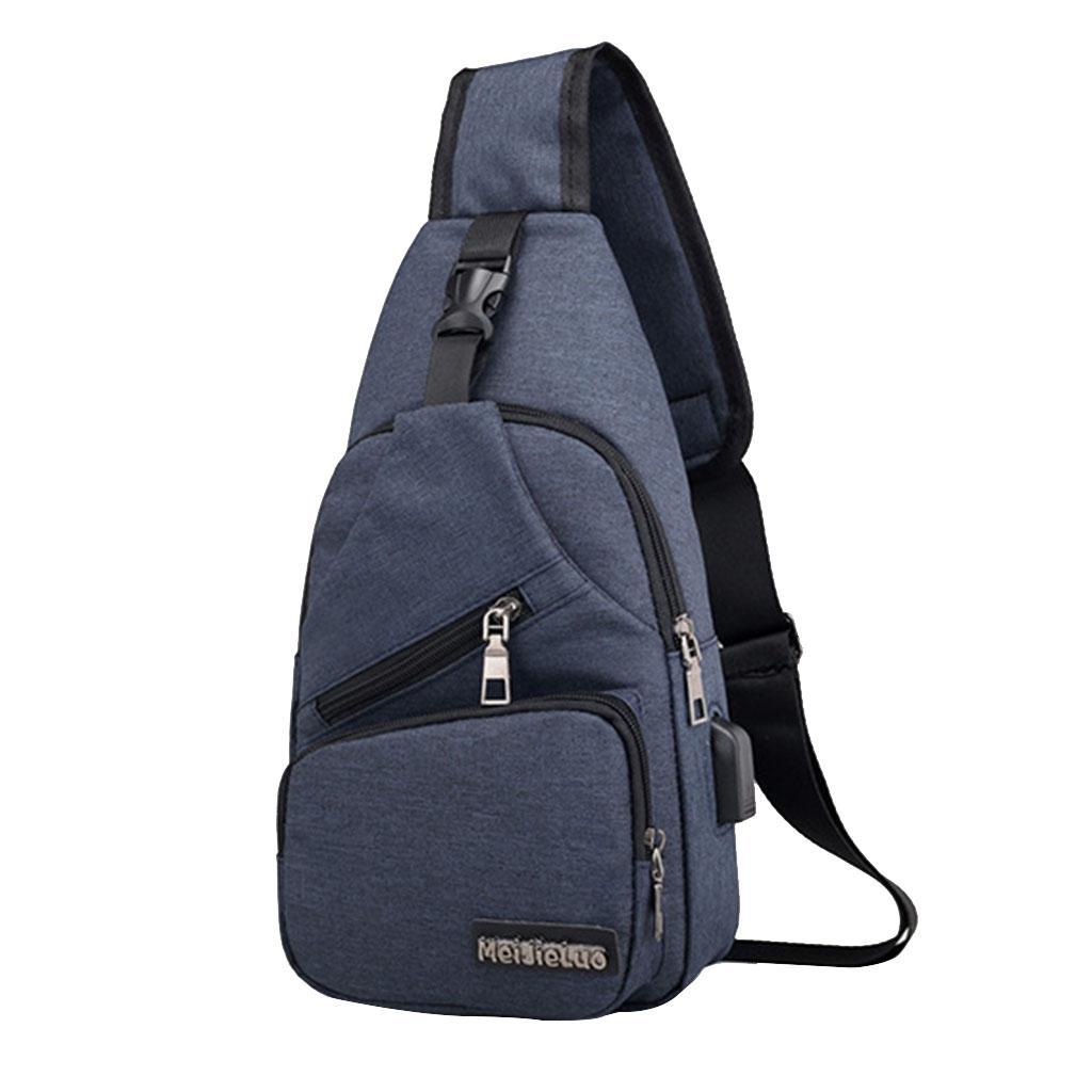 2pcs Fashion Men Sling Chest Bag Shoulder Bag USB Port Daypack